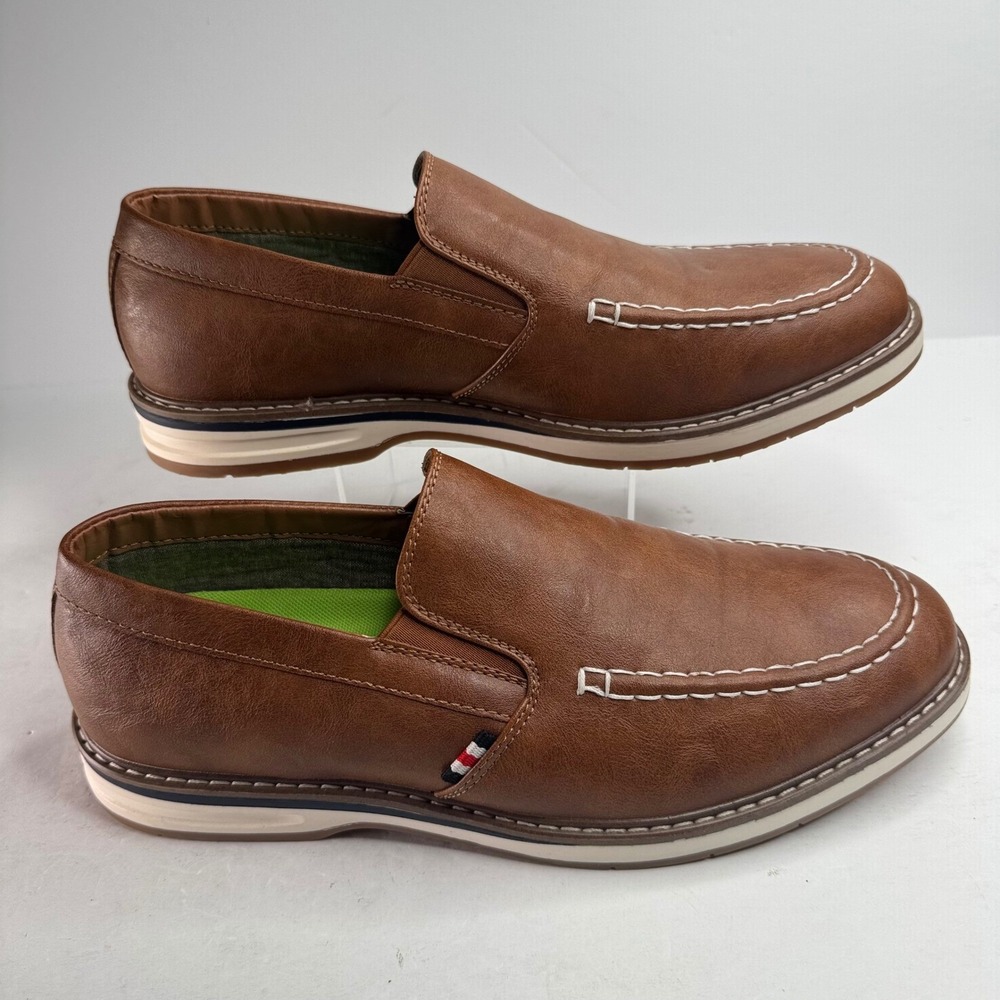 Vance Co Mens Brown Slip On Loafers Tru Comfort Foam Moc Toe Shoes Size 10